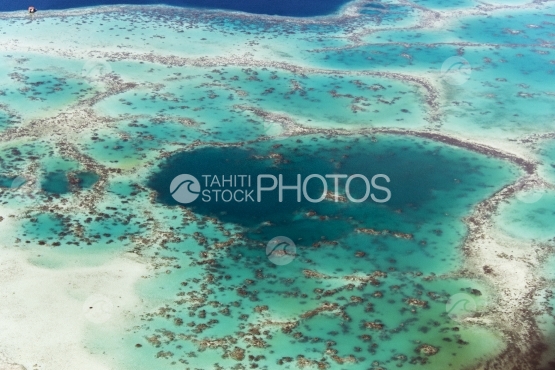 Raiatea, aerial view of the reef in the lagoon