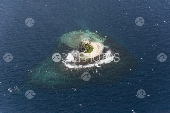 Tahiti, aerial, small island in the lagoon
