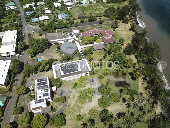 Tahiti, aerial view of the musee of the polynesian islands