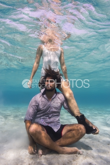 Woman and man underwater