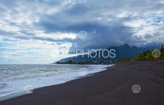Tahiti, black sand beach of Paapra