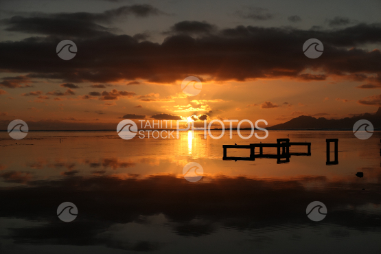 Sunset on the lagoon of Tahiti