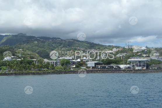 Coast line of Tahiti, harbour of Papeete