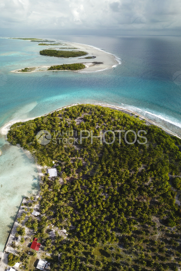 Aerial shot of the lagoon of Tikehau