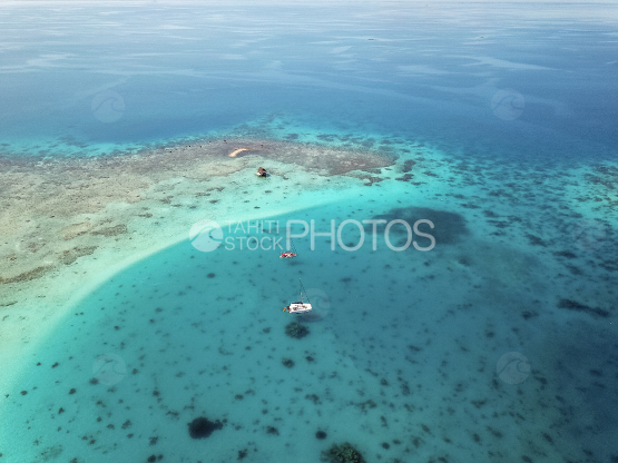 Aerial shot of the lagoon of Tikehau