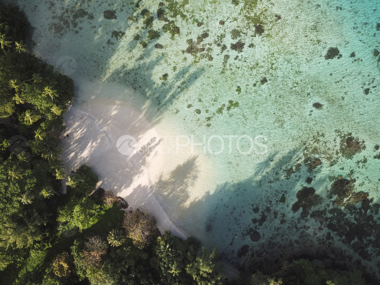 Tahaa, vertical aerial shot of the lagoon