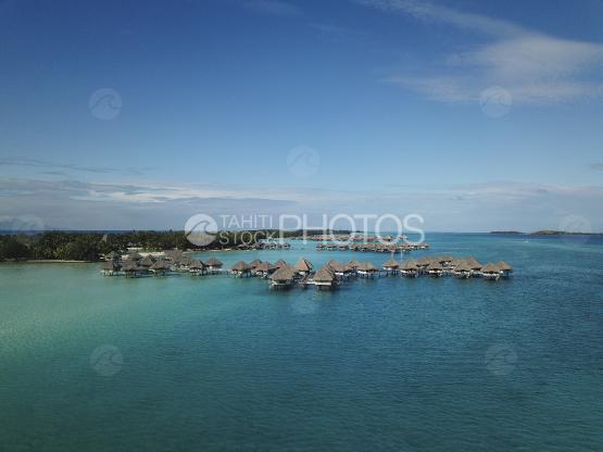 Bora Bora, aerial shot of a hotel in the lagoon