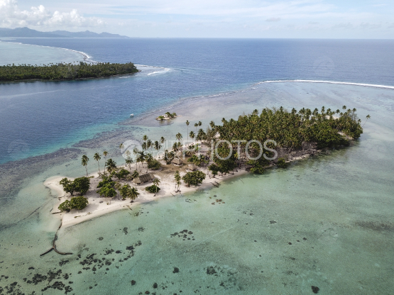 Tahaa, aerial shot of the pass and islands