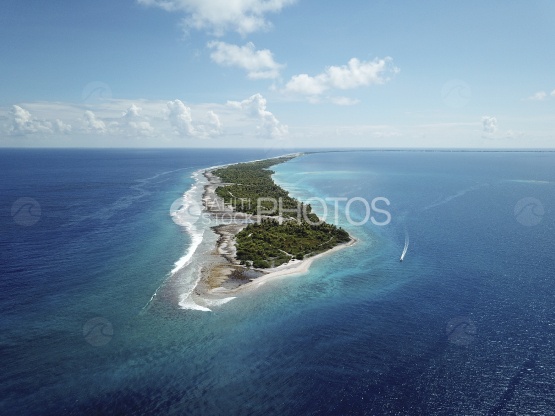 Fakarava, aerial shot of the lagoon, pass and ocean