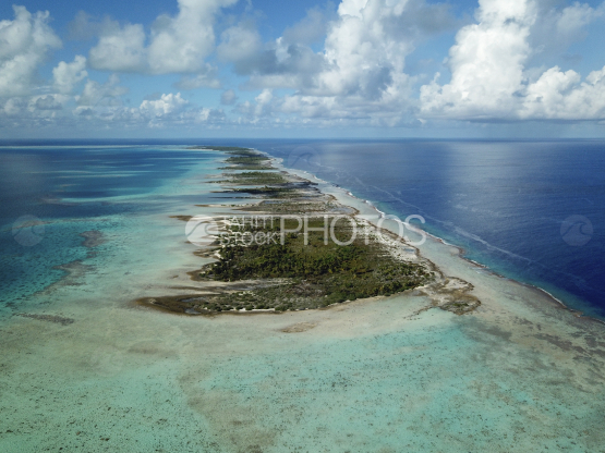 Toau, aerial shot of the reef and lagoon