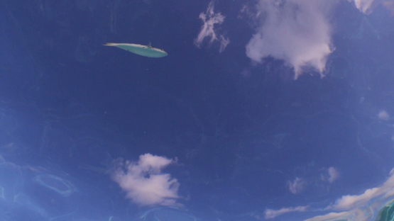 Moorea, slow motion of the surface of the lagoon, and the sky