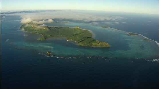 Raivavae, aerial  view of the island and her lagoon, austral islands