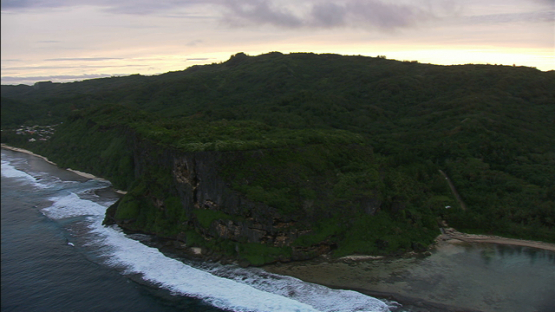 Aerial view of a cliff from Rurutu, austral islands
