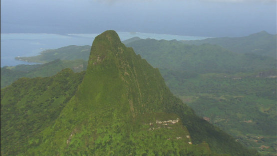 Raiatea, Leeward islands, aerial view of the top of the mountains