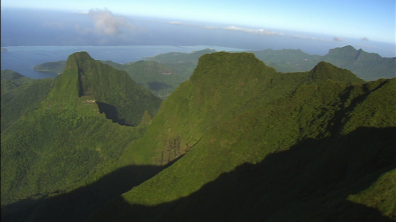 Raiatea, Leeward islands, aerial view of the mountains