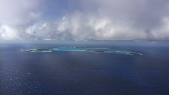 Aerial view of  the atoll Tetiaroa under the clouds, Windward islands