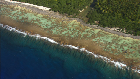 Aerial view of the barrier reef of Tetiaroa, Windward islands