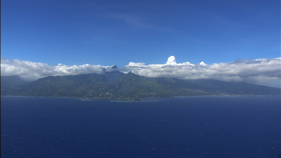 Aerial view of Tahiti and ocean, windward islands