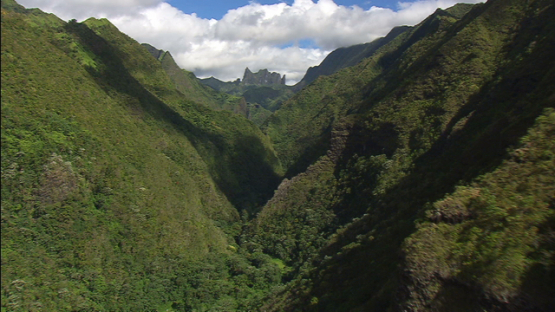 Aerial view of the mount Diademe, Titioro valley, Tahiti, windward islands
