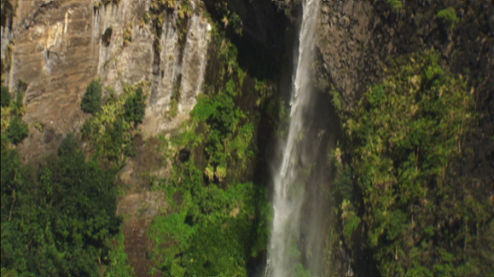 Aerial view of waterfall Fataua, Tahiti, windward islands