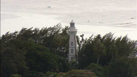 Aerial view of the light tower of pointe Venus, Mahina, windward islands
