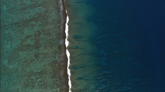 Aerial view of the barrier reef of Moorea, winward islands
