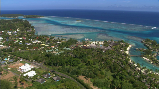 Aerial view of the lagoon of Moorea,  leeward islands