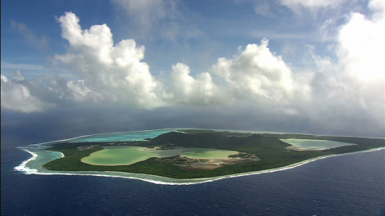 Maiao aerial view under a cloudy sky, windward islands