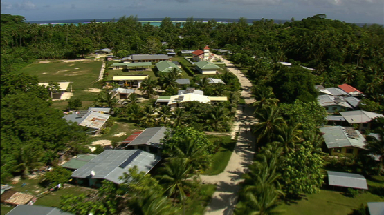 Village of Maiao, aerial view, windward islands