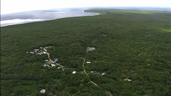 Villlage of Makatea, aerial view, Tuamotus islands