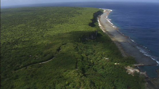 Aerial view of the ciffs of Makatea, Tuamotu islands