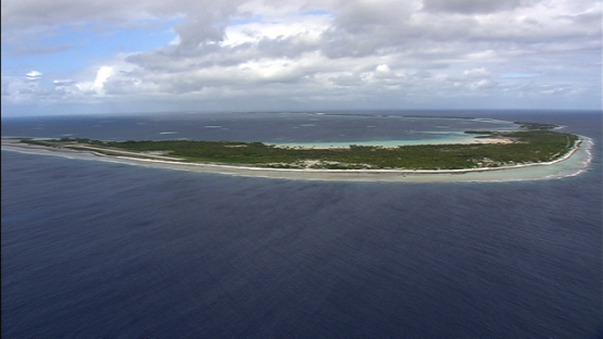 Aerial view of the atoll of Manihi, Tuamotu archipelago