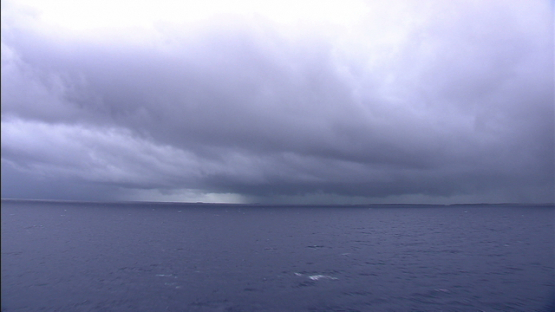 Aerial view of stormy weather on ocean, Fakarava, Tuamotu archipelago