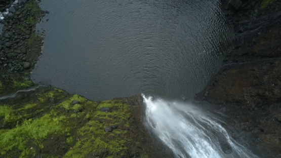 Tahiti, Aerial drone shot of waterfall