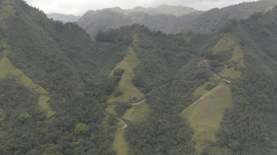 Aerial drone video, Nuku Hiva, road of Hatiheu, rocky mountains, marquesas islands, 2K7