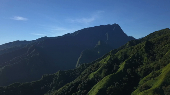 Aerial drone view of Tahiti, mountain and peak, French Polynesia