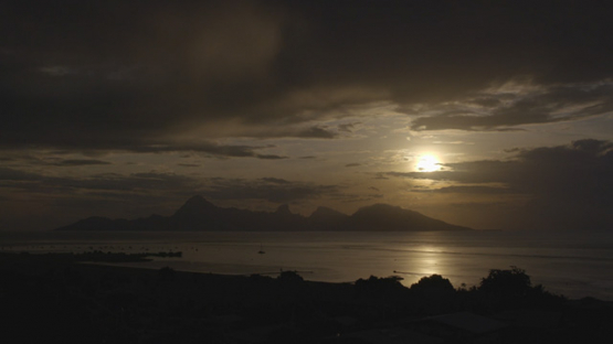 Cloudy sunset on the island of Moorea, time lapse, 4K UHD