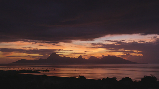 Cloudy sunset on the island of Moorea, time lapse, 4K UHD