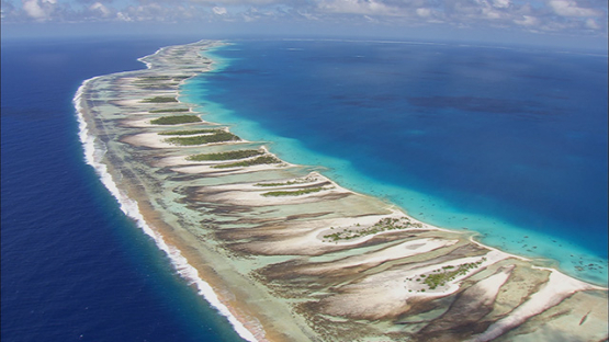 Aerial shot of the barrier reef of Tikehau, tuamotu atoll, French Polynesia