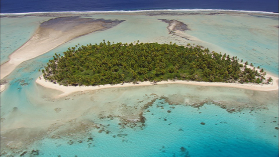 Aerial shot, barrier reef of Tikehau, tuamotu atoll, French Polynesia