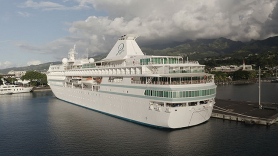 Papeete, Cruise ship moored at the harbour, 4K UHD