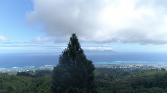 Aerial view of Tahiti, coast of Punaauia from the hill, 4K UHD