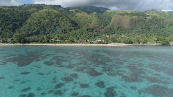 Tahiti, aerial view of the Beach Vaiava, Pk18 Paea, 4K UHD