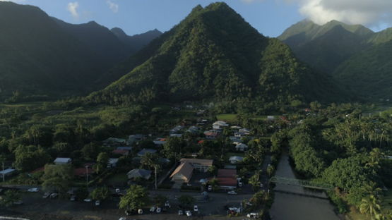 Tahiti, aerial view of Teahupoo, the end of the road, 4K UHD