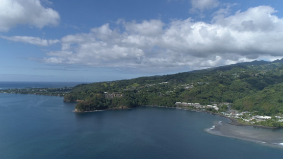 Tahiti, Arue, aerial view of Taharaa and Pointe Venus, 4K UHD