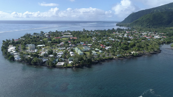Peninsula of Tahiti, Aerial view of Tautira and the lagoon, 4K UHD