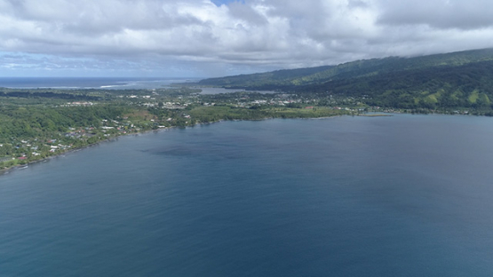 Peninsula of Tahiti, Aerial view of isthmus of Taravao, 4K UHD