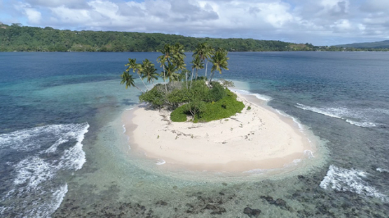 Peninsula of Tahiti, Aerial view of Motu One in the lagoon of Taravao, 4K UHD