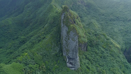 Aerial view of Raiatea island, Rock of Opoa, Taputapuatea, 4K UHD