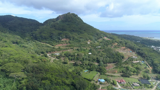Raiatea, aerial view of the mount Tapioi, town of Uturoa, 4K UHD